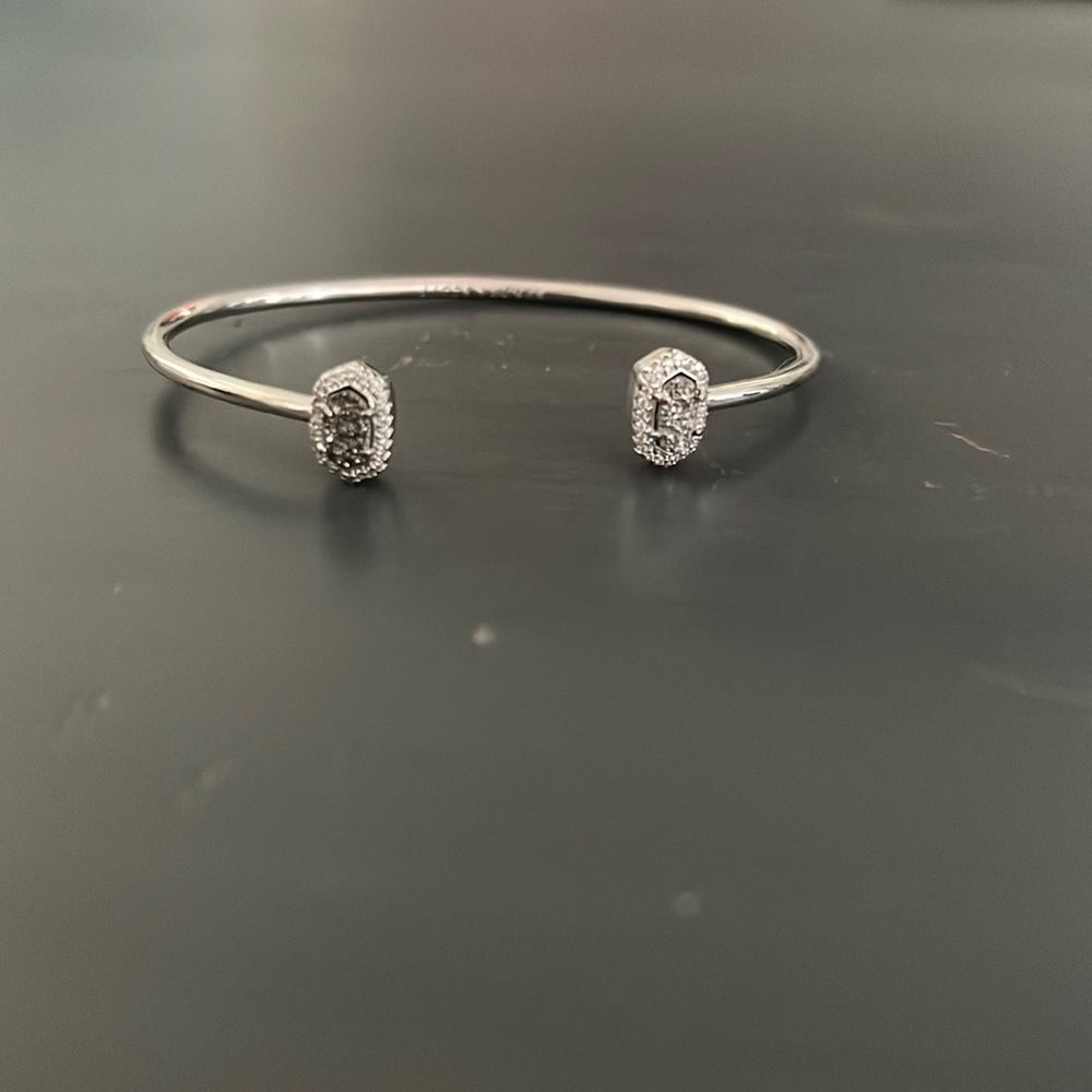 Kendra Scott silver pendant cuff bracelet in platinum drusy